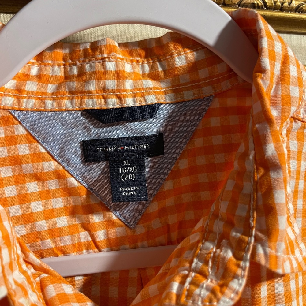 Tommy Hilfiger Men's Orange Checkered Shirt